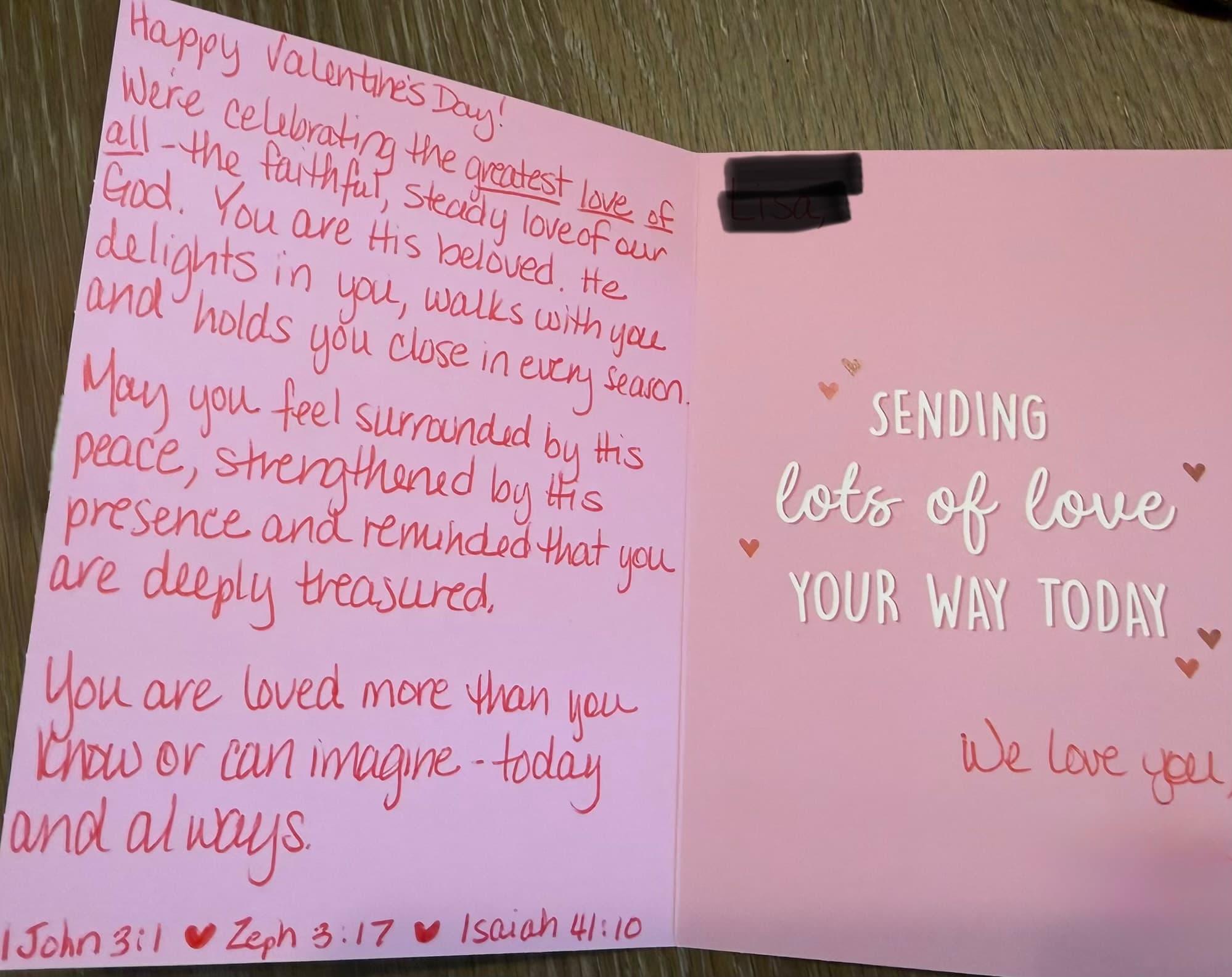 Each person also received a personalized card. 